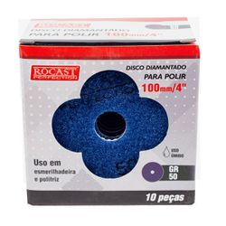 Kit Disco Diamantado Para Polir 4'' GR. 50 Com 10 Unidades (545,0001) - Rocast