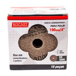Kit Disco Diamantado Para Polir 4'' GR. 3000 Com 10 Unidades (545,0007) - Rocast