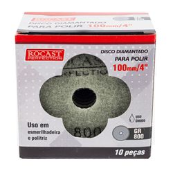 Kit Disco Diamantado Para Polir 4'' GR. 800 Com 10 Unidades (545,0005) - Rocast