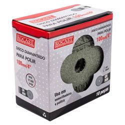 Kit Disco Diamantado Para Polir 4'' GR. 800 Com 10 Unidades (545,0005) - Rocast