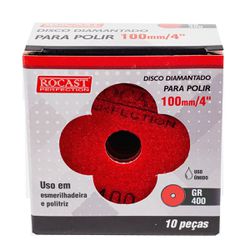 Kit Disco Diamantado Para Polir 4'' GR. 400 Com 10 Unidades (545,0004) - Rocast