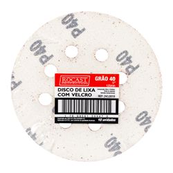 Kit Disco de Lixa Com Velcro 5'' GR. 40 Com 10 Unidades (243,0019) - Rocast