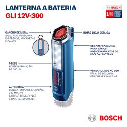 Lanterna a bateria Bosch GLI 12V-300, 12V SB