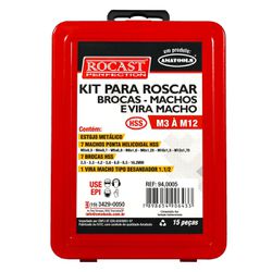 Kit Para Roscar Broca, Macho e Vira Macho Com 15 Peças (94,0005) - Rocast
