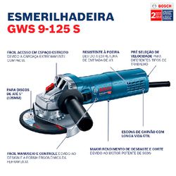 Esmerilhadeira Angular de 5'' Bosch GWS 9-125 S 900W