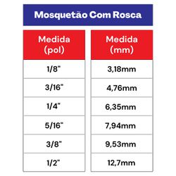 Kit Mosquetão Com Rosca 4,76mm - 3/16'' - 9,0002 (Com 10 Unidades) - Nord