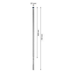 Broca para concreto Bosch EXPERT SDS Max-8X Diâmetro22 x 600 x 720 mm