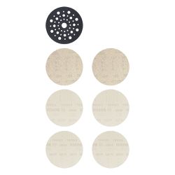 Starter kit Bosch EXPERT M480 125 mm 2xG80 2XG120 2XG180 + 1 prato de borracha, 7 peças