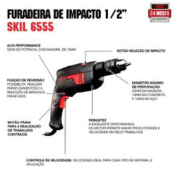 Furadeira de Impacto Skil 6555 570W, com 14 Brocas