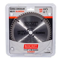 Serra Circular Pastilha Metal Duro Alumínio 185mm x 60 Dentes (120,0003) - Rocast