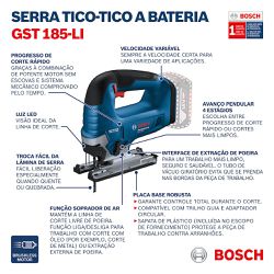 Serra tico tico à bateria Bosch GST 185-LI, 18V SB