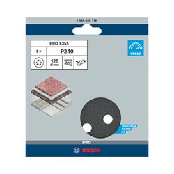Disco de Lixa Com Velcro 125mm - GR. 240 Com 5 Peças (2608605119) - Bosch