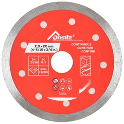 Disco Diamantado Contínuo Para Porcelanato 110mm x 5/16'' x 22.23mm / 20mm (745501) - Onsite