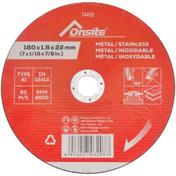 Disco de Corte Deep Cut Para Metal e Inox 7'' x 1.6mm (744151) - Onsite