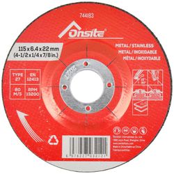 Disco de Desbaste Para Metal e Inox 4.1/2'' x 1/4'' x 7/8'' (744183) - Onsite