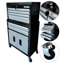 Carrinho Gabinete Fechado Para Ferramentas Com 6 Gavetas Preto e Cinza (O326424) - Onsite