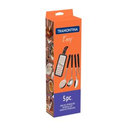 Jogo de Utensílios Easy em Inox 5 Peças Vermelho (25299/713) - Tramontina 