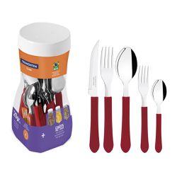 Faqueiro Leme em Inox Com 20 Peças Vermelho (23198/718) - Tramontina