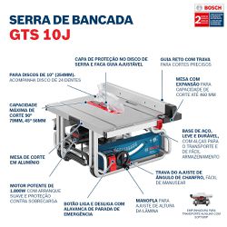 Serra de Mesa Bosch GTS 10 J 1700w com disco e 2 guias