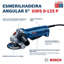 Esmerilhadeira Angular de 5'' Bosch GWS 9-125 P 900W