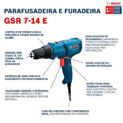 Parafusadeira/Furadeira Bosch GSR 7-14 E 400W com Bolsa 