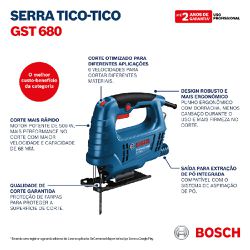 Serra Tico-tico Bosch GST 680 500W 1 Lâmina e Protetor Anti-farpas