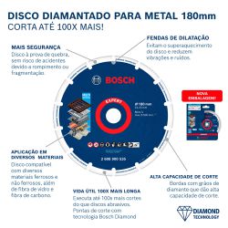 Disco de Corte Diamantado EXPERT 180mm (2608900535) - Bosch