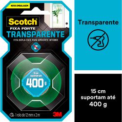 Fita Dupla Face Scoth Fixa Forte Transparente 12mm x 2m (HB004419873) - 3M