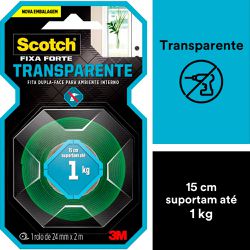 Fita Dupla Face Scoth Fixa Forte Transparente 24mm x 2m (HB004420194) - 3M