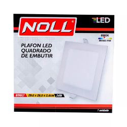 Kit Plafon LED Quadrado de Embutir 24W - 6500K Com 10 Unidades (520,0011) - Noll LED