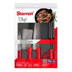 Kit de Facas Chef Com Cutelo Vermelho 6 Peças (BKK-6R1) - Starrett 