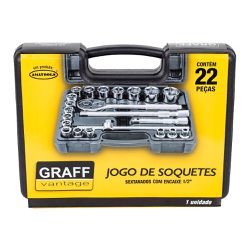 Jogo de Soquetes Sextavado e Acessórios 1/2'' - 22 Peças (710,0001) - Graff Vantage