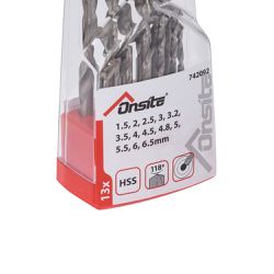 Jogo de Brocas Aço Rápido 13 Peças 1,5 a 6,5mm (742092) - Onsite