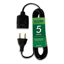 Cordão Prolongador Preto 10A - 250V Com 5 Metros (16815) - Ilumi
