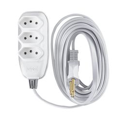Extensão Compacta 2P+T Branca 10A - 250V Com 5 Metros (171001) - Ilumi