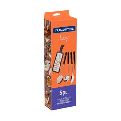 Jogo de Utensílios Easy em Inox 5 Peças Preto (25299/013) - Tramontina 