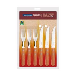 Jogo de Talheres Para Churrasco em Inox Com Cabo de Madeira 12 Peças (22399/030) - Tramontina