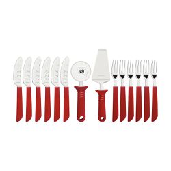 Kit Pizza em Inox Com Cabo em Polipropileno Vermelho 14 Peças (25099/722) - Tramontina