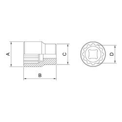 Soquete Estriado 1/2'' x 1'' (44834/112) - Tramontina Pro