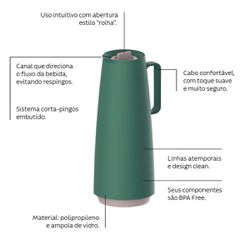 Bule Térmico Plástico Exata Verde 1L (61636/107) - Tramontina