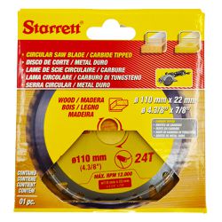 Lâmina de Serra Circular Para Madeira 110mm x 24D (CCS110-24BW) - Starrett