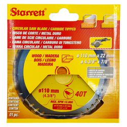 Lâmina de Serra Circular MD Para Madeira 110mm x 40D (CCS110-40BW) - Starrett