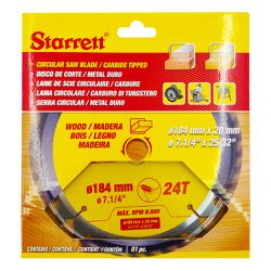 Lâmina de Serra Circular MD Para Madeira 184mm x 24D (CCS184-24AW) - Starrett