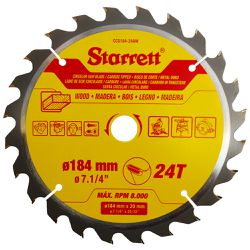 Lâmina de Serra Circular MD Para Madeira 184mm x 24D (CCS184-24AW) - Starrett