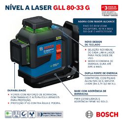 Nível a Laser Verde GLL 80-33 G (0601065500) - Bosch