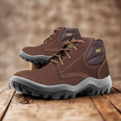 Botina Nobuck Café Com Biqueira Plástica (4855AC/CF/EL/NB) - Safetline