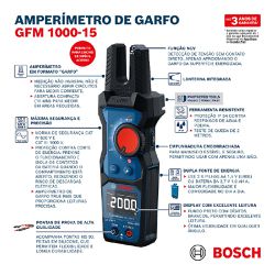 Amperímetro de Garfo TRMS - GFM 1000-15 (0601077400) - Bosch