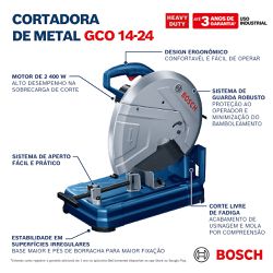 Serra policorte Bosch GCO 14-24 2400W com 5 Discos.