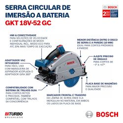 Serra circular de imersão Bosch GKT 18V-52 GC SB, em maleta