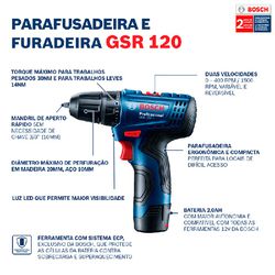 Parafusadeira Furadeira Bosch GSR 120-LI 12V 2 Baterias e maleta
